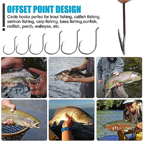 Circle Hooks Fishing Hooks Tackle - 120pcs 2X Strong Saltwater Fishing Hooks Octopus Circle Hooks Customized Offset Sport Circle Hook for Catfish Bass Size 10-10/0 - size: 120pcs 3/0