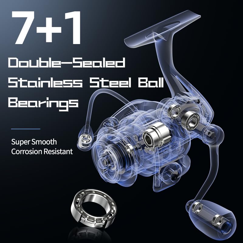 Ashconfish KF Spinning Reel, Freshwater Saltwater Spinning Fishing Reels, CNC Aluminum Spool, 5.2:1 Gear Ratio, 7+1 Ball Bearings 2 Line Cup Styles - size: 5000, style: Shallow Spool Line Cup(kfb)