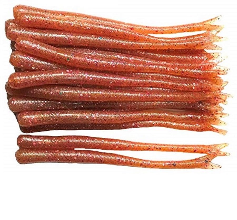 20 Pcs 4-1/2" Drop Shot Finesse Worms (Scent, Float), Soft Plastic Worms, Bass Fishing Worms - color: Copperhead
