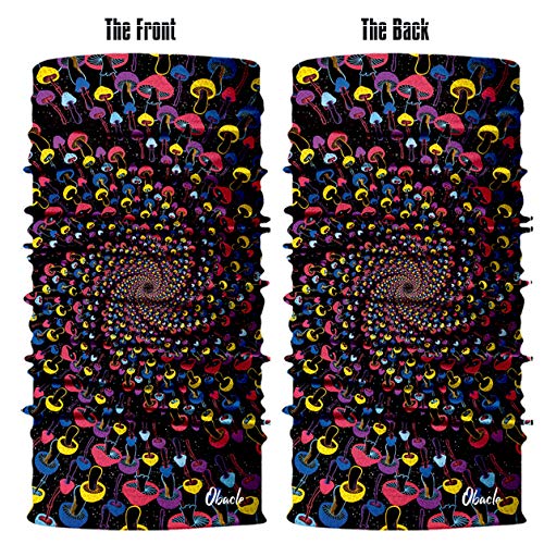 Obacle Seamless Face Mask Rave Bandana Men Women for Dust Sun Wind Protection - color: Mushroom Colorful