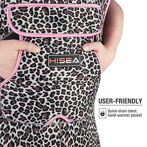 HISEA Women Waders Waterproof 400G Insulated Neoprene Chest Wader for Women - color: Pink Leopard, size: 8