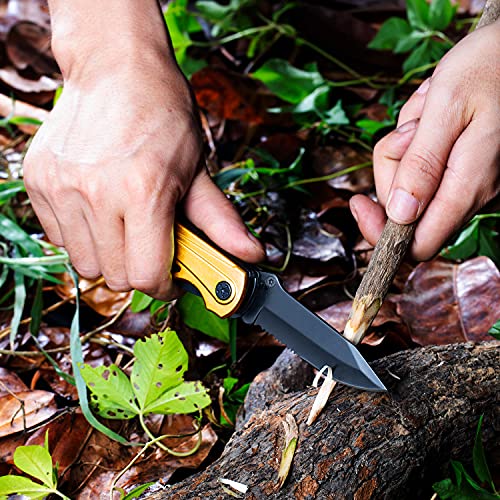 RoverTac 15-in-1 Pocket Multitool Knife - Folding Knife with Pliers, Bottle & Can Opener, Phillips Screwdriver + 9 Bits, Nylon Sheath - EDC Multi Tool for Camping, Hiking & DIY - Gifts for Men & Dad - style: Multi-Knife Pliers Golden