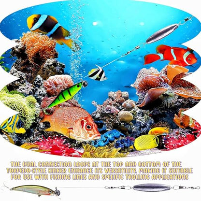 10PCS Fishing Weights Torpedo Sinkers Inline Trolling Sinkers Weights Kit Fishing Sinkers Catfishing Sinkers Saltwater Fishing Torpedo Weights Double Ring Sinkers - 1oz(30g) - size: 2.1oz(60g)-8 Pack