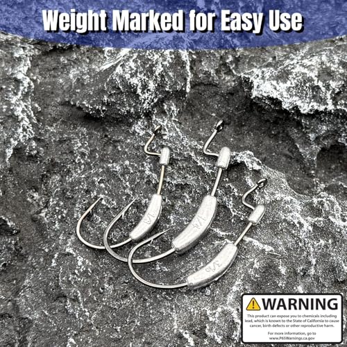 20Pcs Weighted Bass Fishing Hooks Set, Customized Swimbait Hooks Wide Gap Weedless Worm Fish Hook with Molded Bait Keeper 1/0 2/0 3/0 4/0 - size: Size Assorted