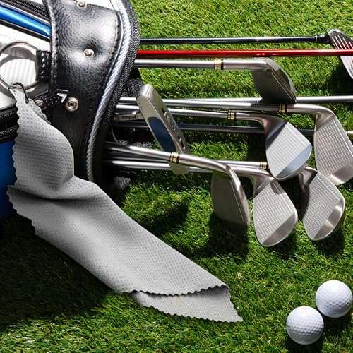 6 Pcs Golf Bag Towels,16" X 16",Microfiber Waffle Pattern for Golf Bags Towel for Men Women,Fishing Essentials Gifts with Carabiner Clip,Dish Cloth,Kitchen Clean Towels - color: Gray