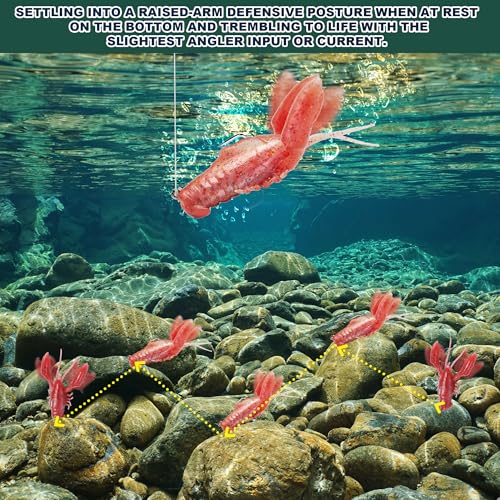 FONMANG 5-Pieces Crawfish Bass Lures, Soft Plastic Bait with Durable TPE, Lifelike Shrimp Crayfish Swim Bait for Freshwater and Saltwater, Weedless Fishing Lures 3" 5/8oz - color: Water Melon
