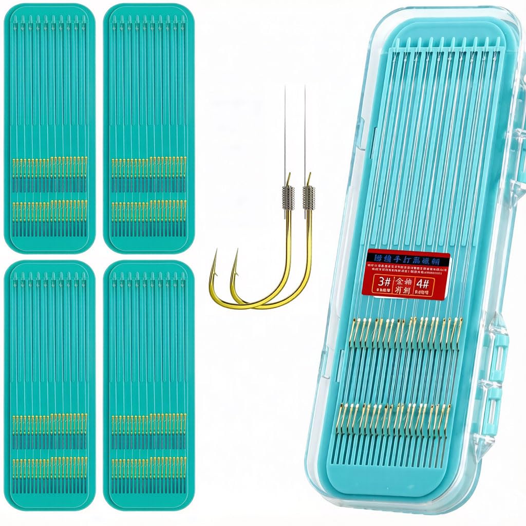 Pre-Tied Double Hook Fishing Rigs for Small Fish Trout Hooks, 20 Sets (40 fishHooks), Saltwater Freshwater Snelled Hooks Kit fluke Hooks, Ready-to-Fish Tackle Lorumox snelled Fishing Hooks - size: #2 #3 #4 #5 #6 #7