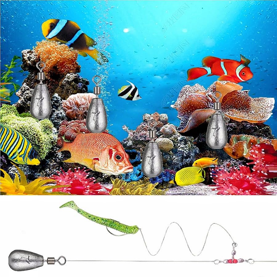 50Pcs Waterdrop Fishing Weights Sinkers Casting Fishing Weights Drop Shot Sinkers Catfishing Sinkers Lead Weights Sinkers with Barrel Swivels for Saltwater Freshwater Fishing-3/16oz(5g) - size: 1/4oz(7g)