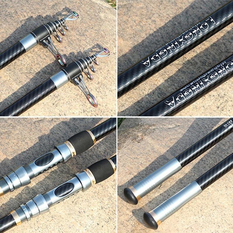 13Ft 14Ft 16.4Ft Telescopic Fishing Rod,1-7Oz,15-40LB Carbon Portable Spinning Fishing Pole, Boat Saltwater and Freshwater Surfcasting Baitcasting Rod, Long Distance Throwing Fishing Rod - size: 16.4 ft