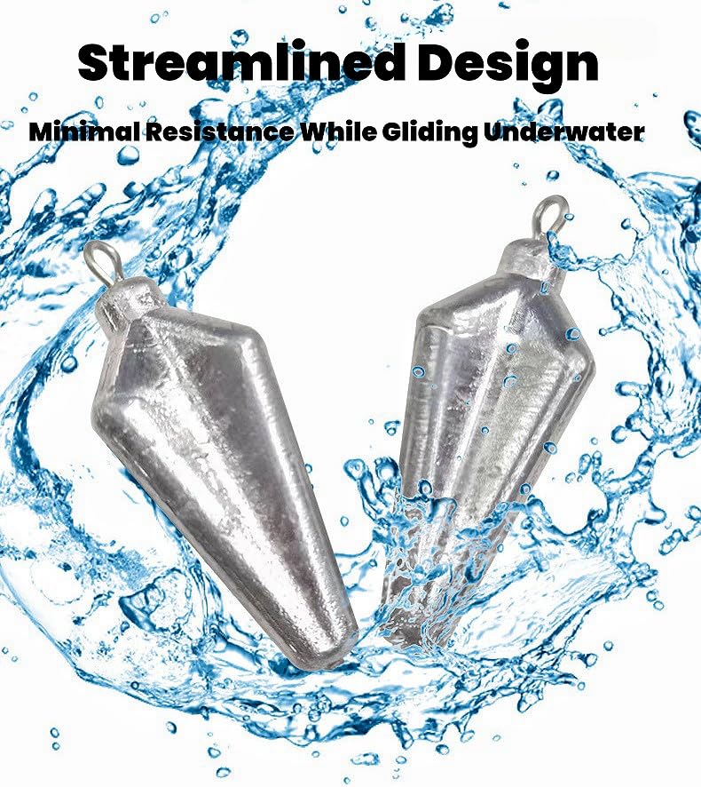 10pcs Fishing Weights Sinkers, Bank Fishing Sinkers Four Corner Catfishing Sinkers Saltwater Surf Fishing Weights Lead Sinkers Torpedo Weights Pyramid Sinkers-20G-50G