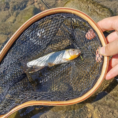1pc Fishing Landing Net Wooden Handle Fly Fishing Catch and Release Net for Trout Bass Pike