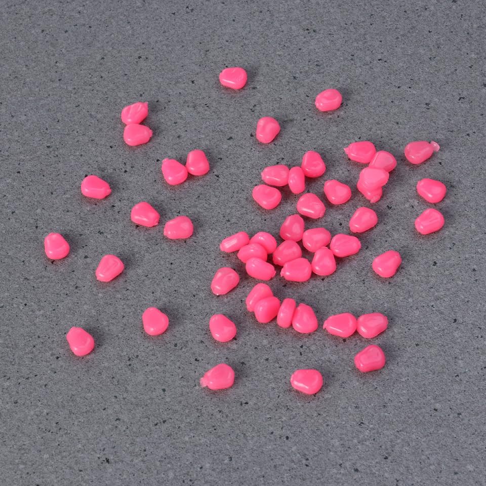 Vanzack Corn-Grain Fish Bait - 50Pcs Soft Silicone Lures in Pink for Freshwater and Saltwater Fishing