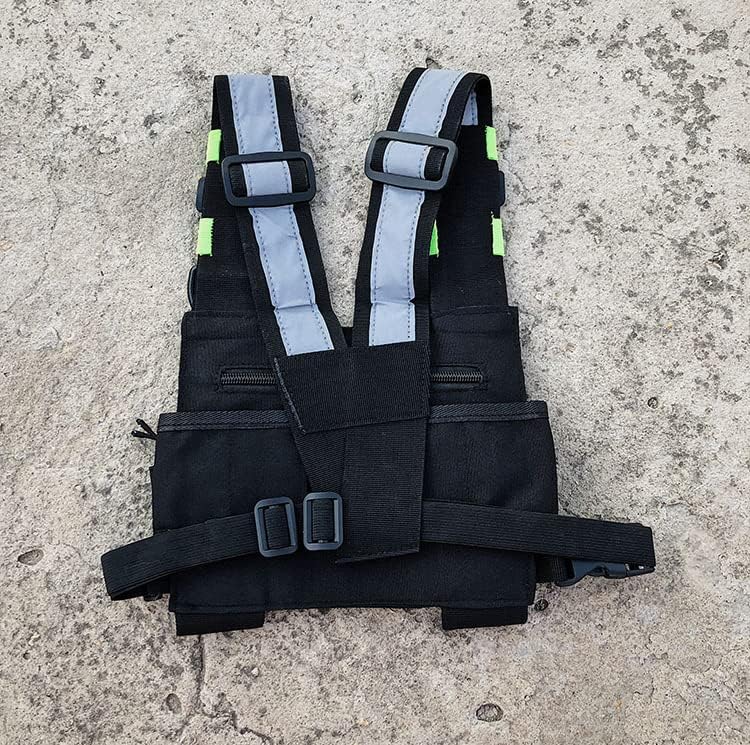 IRISFLY Radio Chest Harness Holder Vest Rig, Walkie Talkies Radio Chest Harness with Front Pouches and Zipper Bag