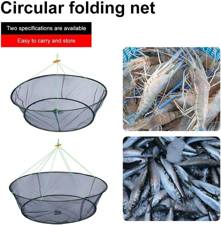 Portable Prawn Bait Crab Shrimp Net Drop Landing Fishing Pier Harbour Pond 40FT Folding Net for Keeping Fishes Minnows Lobsters Crab Basket Traps for Fishing Keeping Fishes Minnows Lobsters