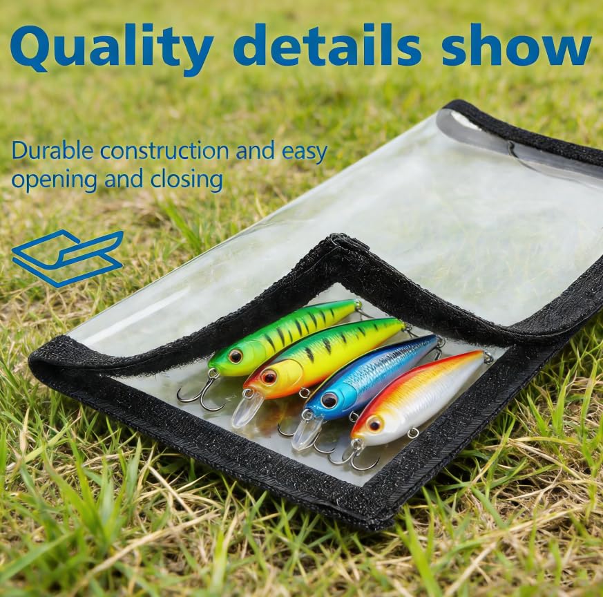 6 Pack Fishing Lure Hook Covers - Transparent PVC Water-Resistant Lure Wraps for Fishing Rod Tackle Organization