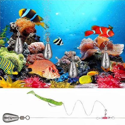 50Pcs Waterdrop Fishing Weights Sinkers Casting Fishing Weights Drop Shot Sinkers Catfishing Sinkers Lead Weights Sinkers with Barrel Swivels for Saltwater Freshwater Fishing-3/16oz(5g) - size: 3/16oz - 50 Pack