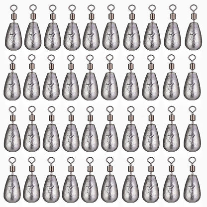 50Pcs Waterdrop Fishing Weights Sinkers Casting Fishing Weights Drop Shot Sinkers Catfishing Sinkers Lead Weights Sinkers with Barrel Swivels for Saltwater Freshwater Fishing-3/16oz(5g) - size: 1/4oz(7g)