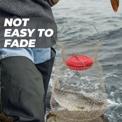 SUPVOX Metal Fish Basket Wire Mesh Fishing Cage Crab Keeper with Floaters Portable Collapsible Fish Keeper for Fishing Enthusiasts
