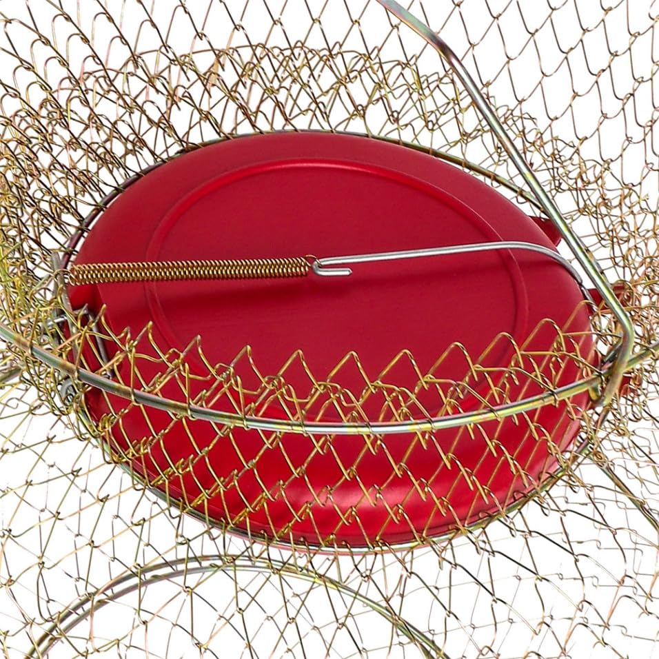 SUPVOX Metal Fish Basket Wire Mesh Fishing Cage Crab Keeper with Floaters Portable Collapsible Fish Keeper for Fishing Enthusiasts