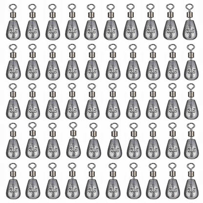 50Pcs Waterdrop Fishing Weights Sinkers Casting Fishing Weights Drop Shot Sinkers Catfishing Sinkers Lead Weights Sinkers with Barrel Swivels for Saltwater Freshwater Fishing-3/16oz(5g) - size: 1/8oz - 50 Pack