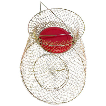 SUPVOX Metal Fish Basket Wire Mesh Fishing Cage Crab Keeper with Floaters Portable Collapsible Fish Keeper for Fishing Enthusiasts