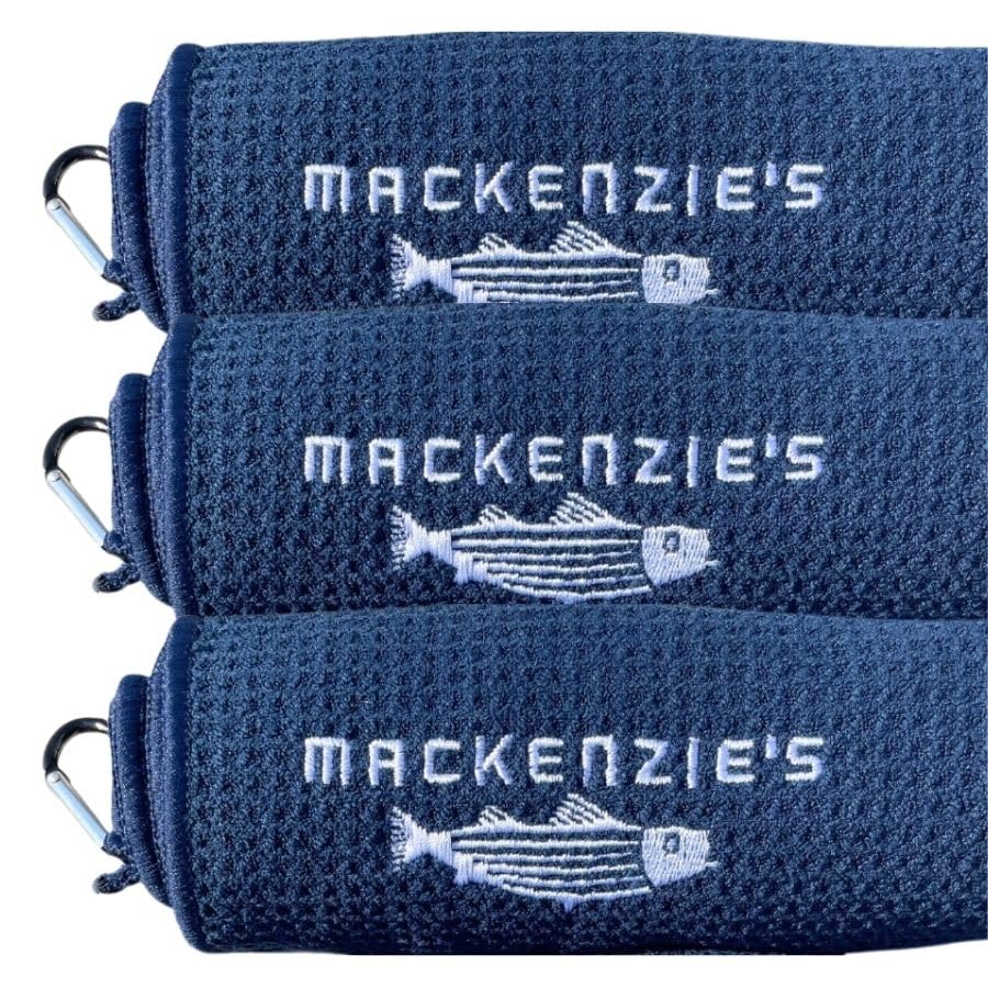 Mackenzie’s Signature Fishing Towel - 3 Pack Fishing Towel – 15 X 15 | Gifts for Fishermen, Cooks, Mechanics, Tradesmen, Fast Drying, Waffle Weave, Fishing Gear