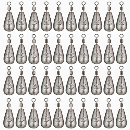 50Pcs Waterdrop Fishing Weights Sinkers Casting Fishing Weights Drop Shot Sinkers Catfishing Sinkers Lead Weights Sinkers with Barrel Swivels for Saltwater Freshwater Fishing-3/16oz(5g) - size: 3/8oz - 40 Pack