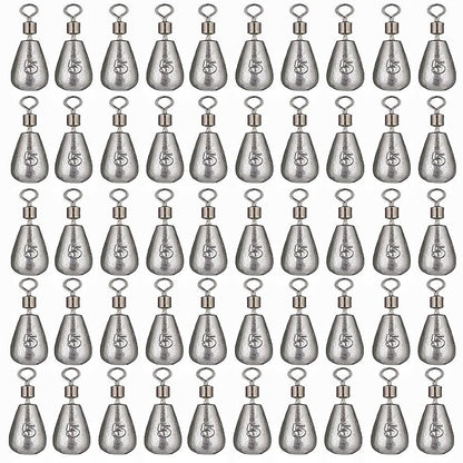 50Pcs Waterdrop Fishing Weights Sinkers Casting Fishing Weights Drop Shot Sinkers Catfishing Sinkers Lead Weights Sinkers with Barrel Swivels for Saltwater Freshwater Fishing-3/16oz(5g) - size: 3/16oz - 50 Pack