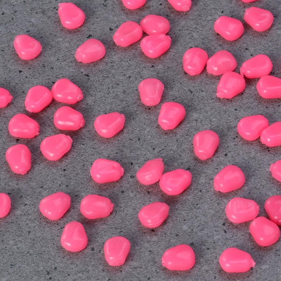 Vanzack Corn-Grain Fish Bait - 50Pcs Soft Silicone Lures in Pink for Freshwater and Saltwater Fishing