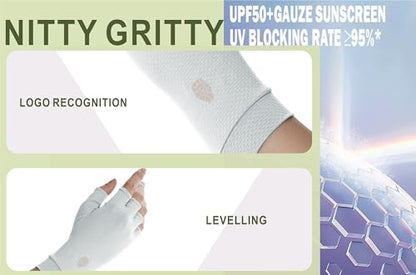 Men's Women's SPF Fingerless Gloves Mittens Sun Protection Unisex Driving Gloves UPF 50+ With Silicone Gel - color: Light Blue, size: Small