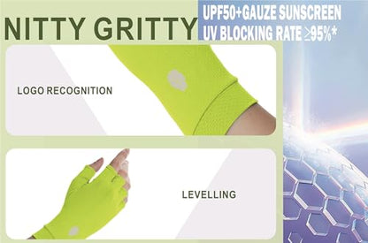 Men's Women's SPF Fingerless Gloves Mittens Sun Protection Unisex Driving Gloves UPF 50+ With Silicone Gel - color: Neon Green, size: X-Small